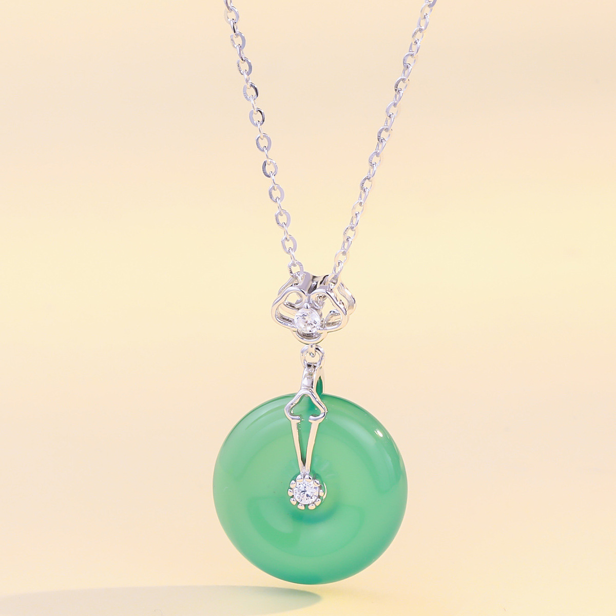 S925 Necklace Female Net Red Sterling Silver Safe Buckle Japan And South Korea Style Fashion Zircon Small New Emerald Chalci Necklace