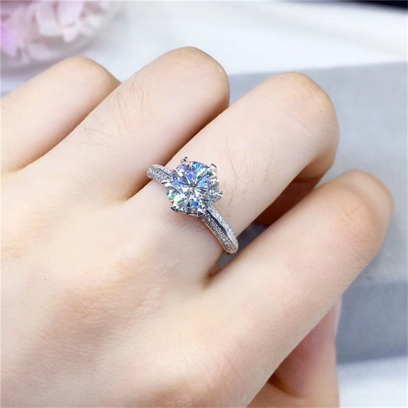 1CT 3CT 5CT High Quality Cut D Color High Clarity Moissanite Diamond Birthday Party Ring For Women Luxury 18K Gold Jewelry Gift