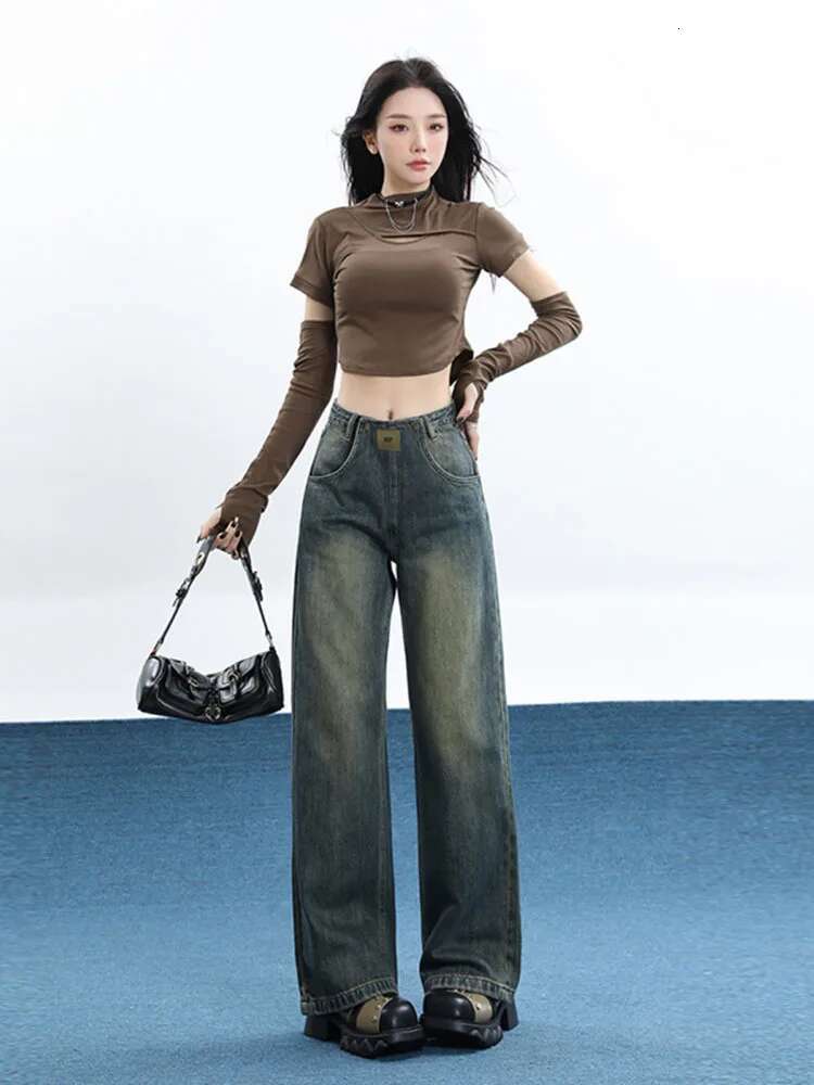 Classic Vintage Baggy For Women Autumn Spring New Straight Wide Leg Casual Pants Woman Y2k Streetwear Loose Fitting Jeans