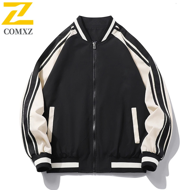 High quality baseball jacket mens autumn casual striped color contrast windproof Korean street loose 250312