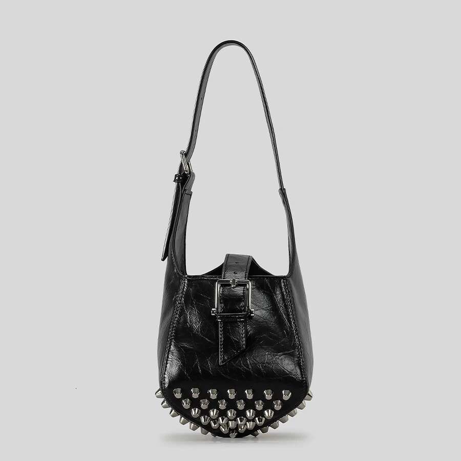 Vintage Rivet Women Shoulder Punk Style Lady Handbags Pu Leather Crossbody Bags Y2k Small Tote Underarm Bag