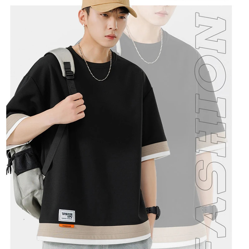 Plus Size 7XL 8XL Mens Straight Shoulder Summer Mens T-shirt 250314