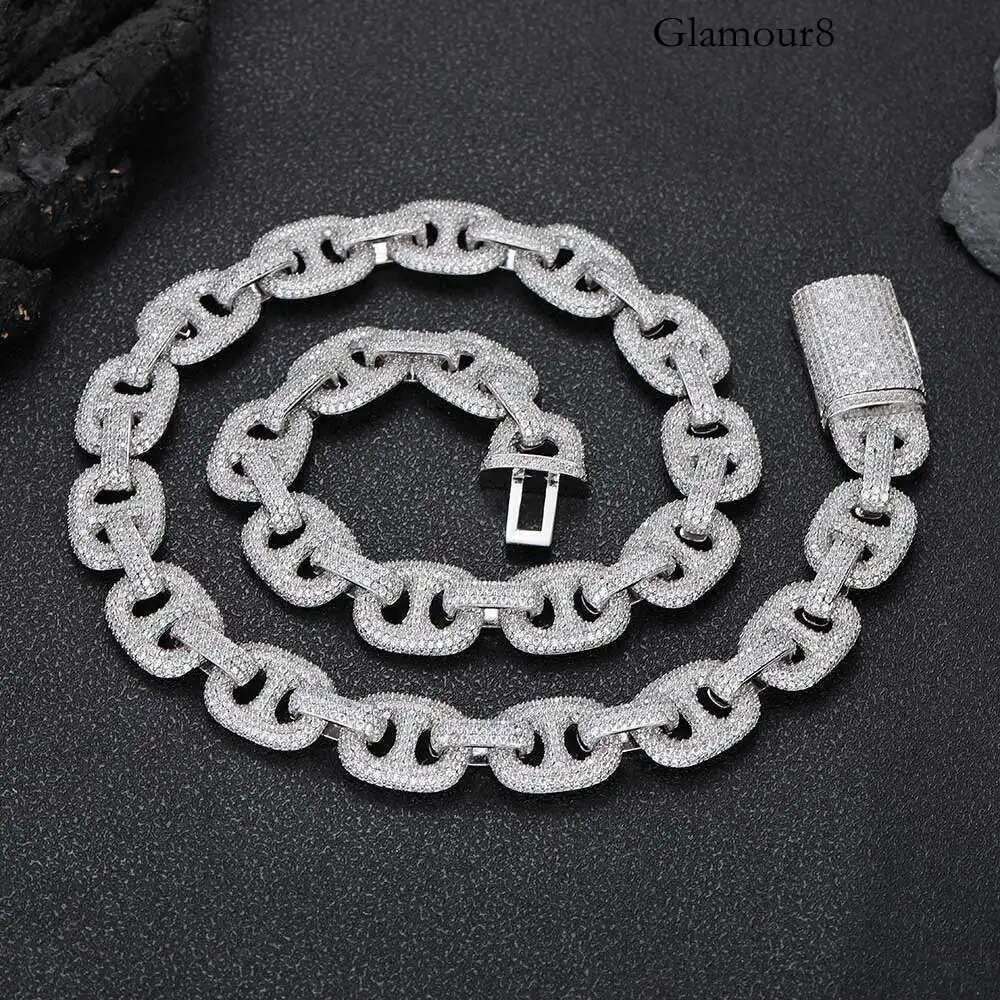 16mm Full Pave Shiny Zircon Miami Iced Out Pig Nose Chunky Cuban k Choker Hip Hop Fashion Necklace Drop Shipping