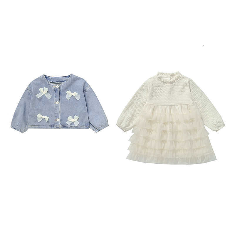 Girl's Dresses Girls' Dress Spring 2025 New Fashionable Children's Dress Spring Denim Two Piece Set Baby Girl Cake Skirt