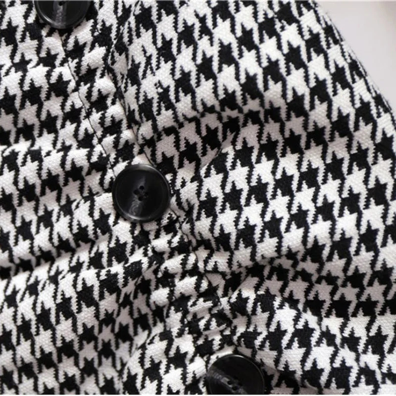 Trumpet Houndstooth Vintage High Waist Buttons Womens Skirt Mermaid MidCalf Long Skirts For Women Clothing Fashion 250310