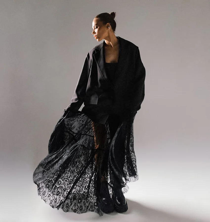 Sexy Lace Dark Perspective High Waist Skirt European Summer Fashion Mesh Long Streetwear Loose Oversize 250310