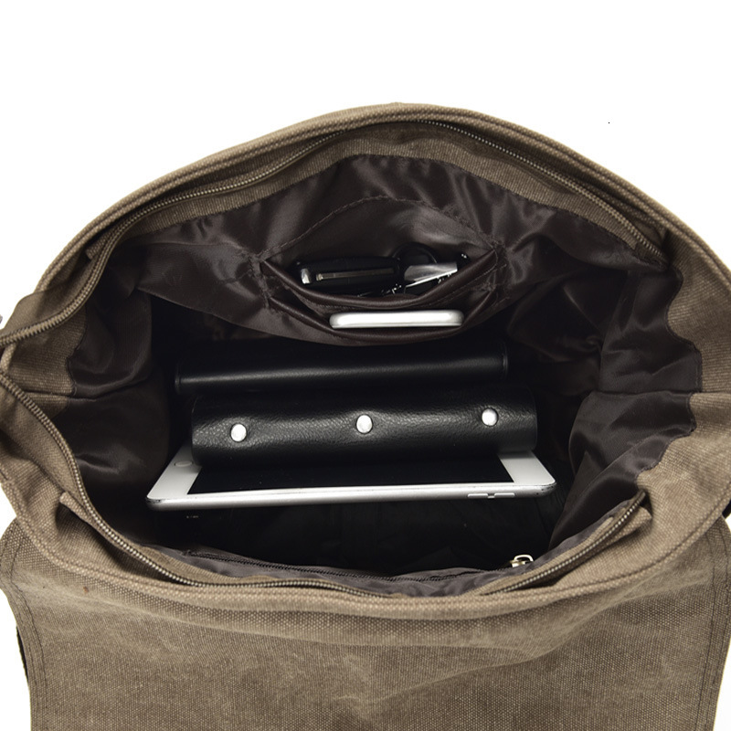 Trendy Canvas backpack Casual Shoulder Men's Large Capacity Crossbody designer bag Horizontal