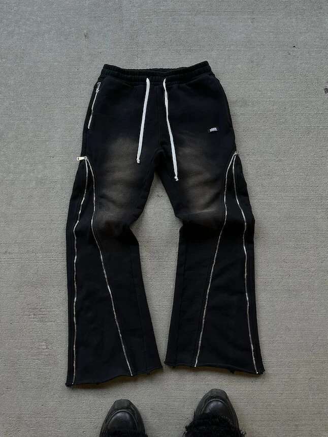 Streetwear Baggy Casual Y2k Retro Zipper Decoration Sweatpants Pants Men Women Haruku Hip Hop Letter Jogging Trousers