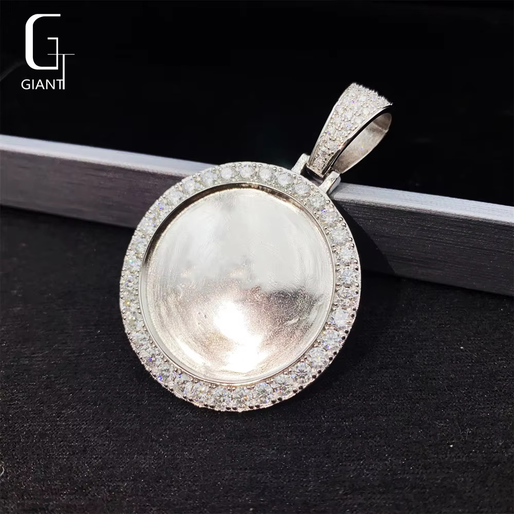 In Stock Custom Memorial Moissanite Pendant Photo Hip Hop Jewelry Iced Out Pendant Silver 925 VVS Moissanite Pendant