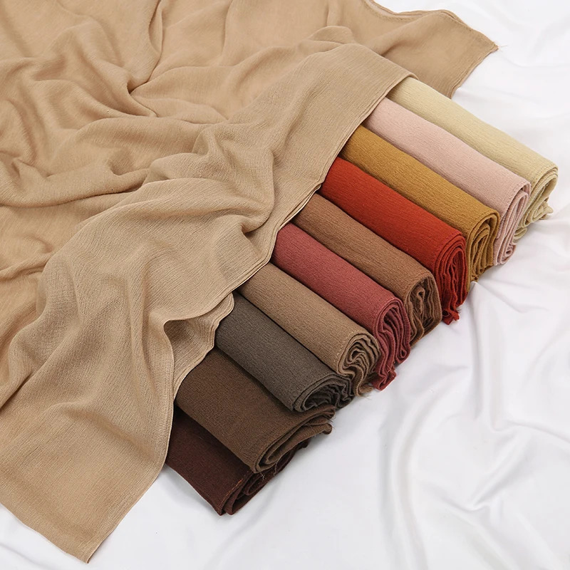 Arrival Crinkle Rayon Hijab Women Muslim Scarf Shawls Solid Headscarf Wraps Big Size Plain Islamic Turban Headbands Foulard 250314