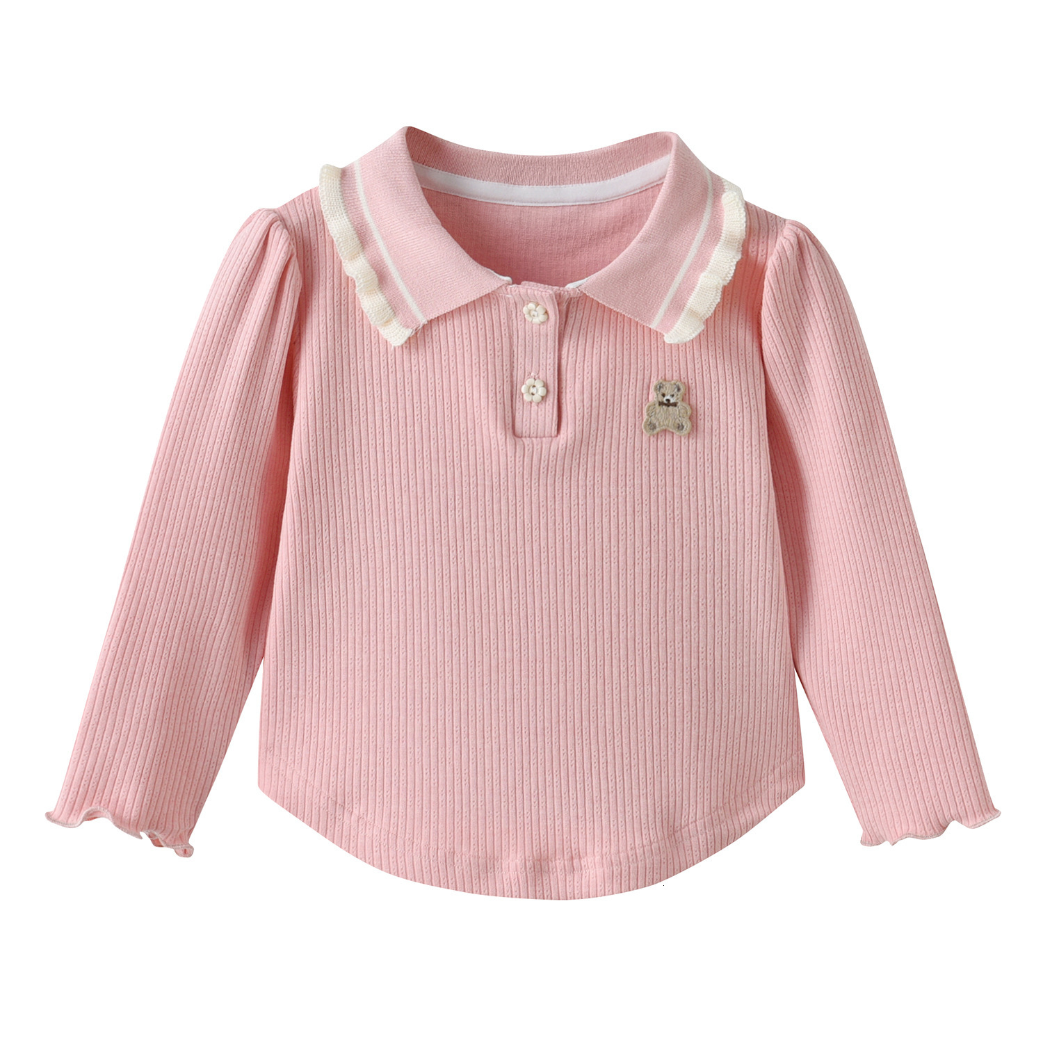 Ddmyshoesvip Girl T Shirt Long Sleeved Cotton Spring And Children S Base Shirt Little Girl S Stylish Autumn Set Doll Collar Top Trendy