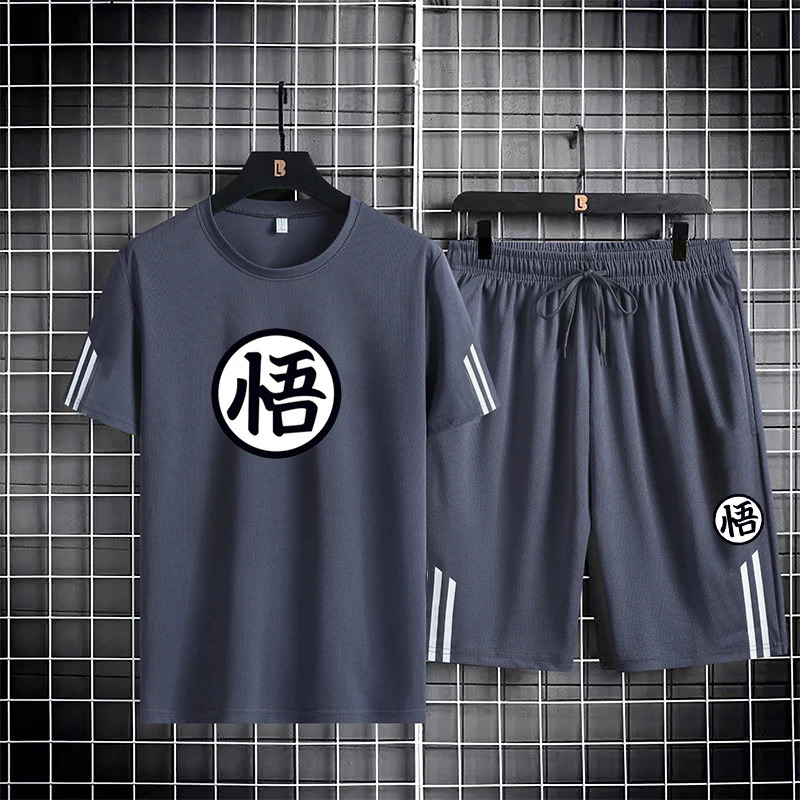 Trendy and fashionable three bar sports set mens casual and versatile loose fitting basketball suit outdoor running two-piece 250310