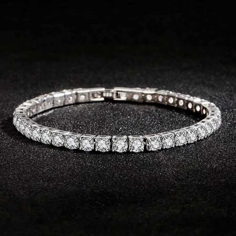 New Exquisite Tennis Bracelet 925 Pure Silver Hip Hop Trend Gold 4MM Womens and Mens Bracelets Crystal Jewelry GiftXJ250315