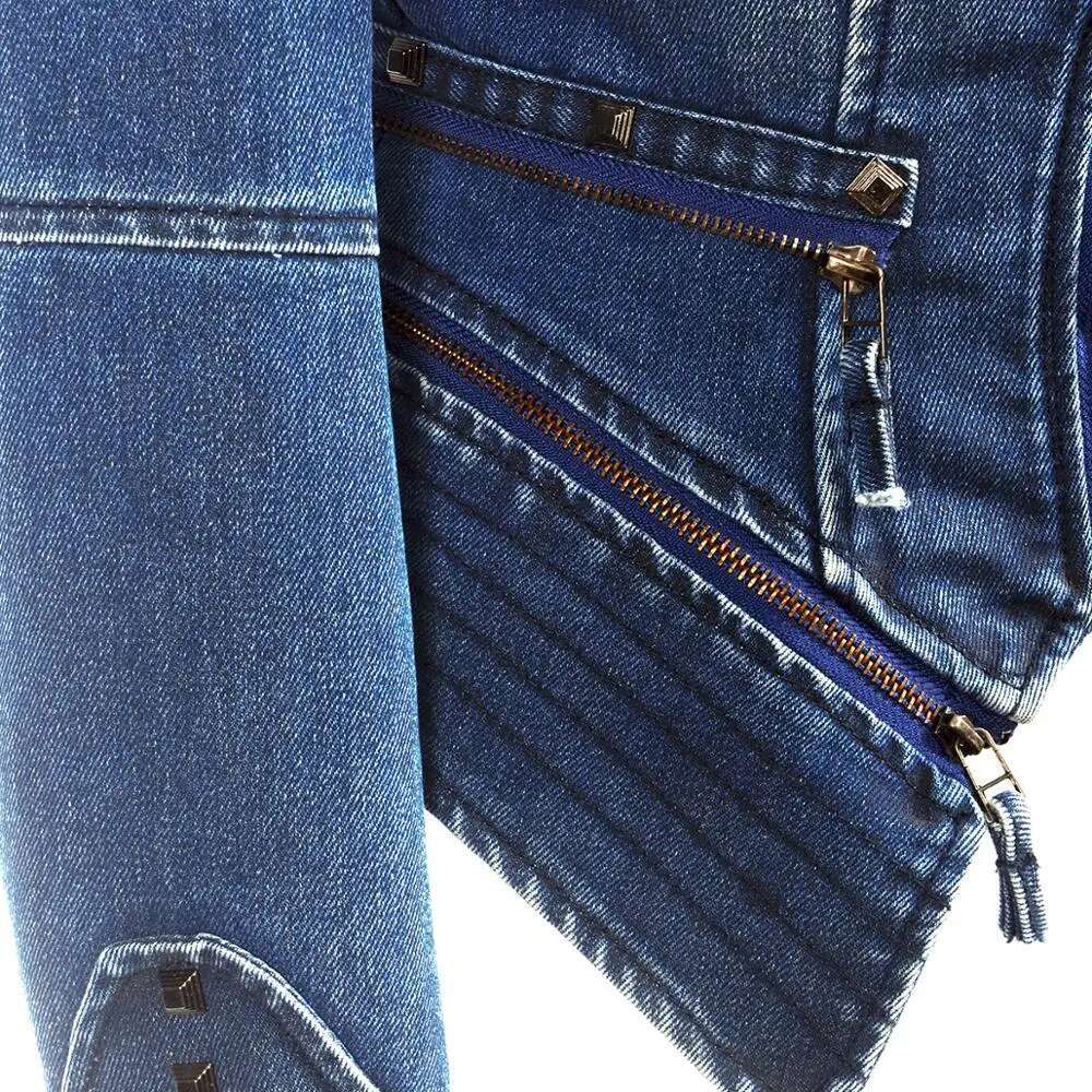 Women Spring Autumn Denim Rivet Punk Short Slim Fit Jacket Motorcycle Windbreaker Zipper Outerwear