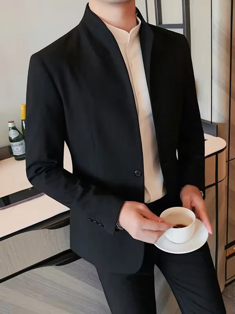 Mens whiteblack jacket single chest formal mens stage clothing 250313