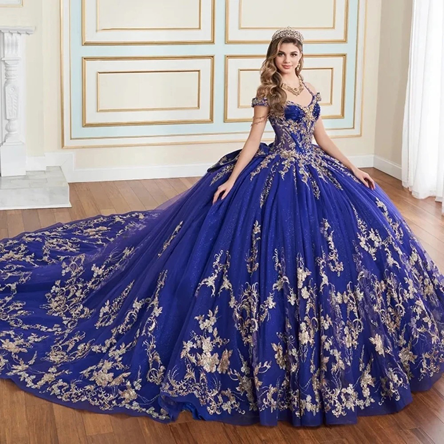 Customized Sparkly Blush Pink Quinceanera Dress Ball Gown Gold Lace Applique Beading Corset Sweet 16 Vestidos De 15 Anos YQD987