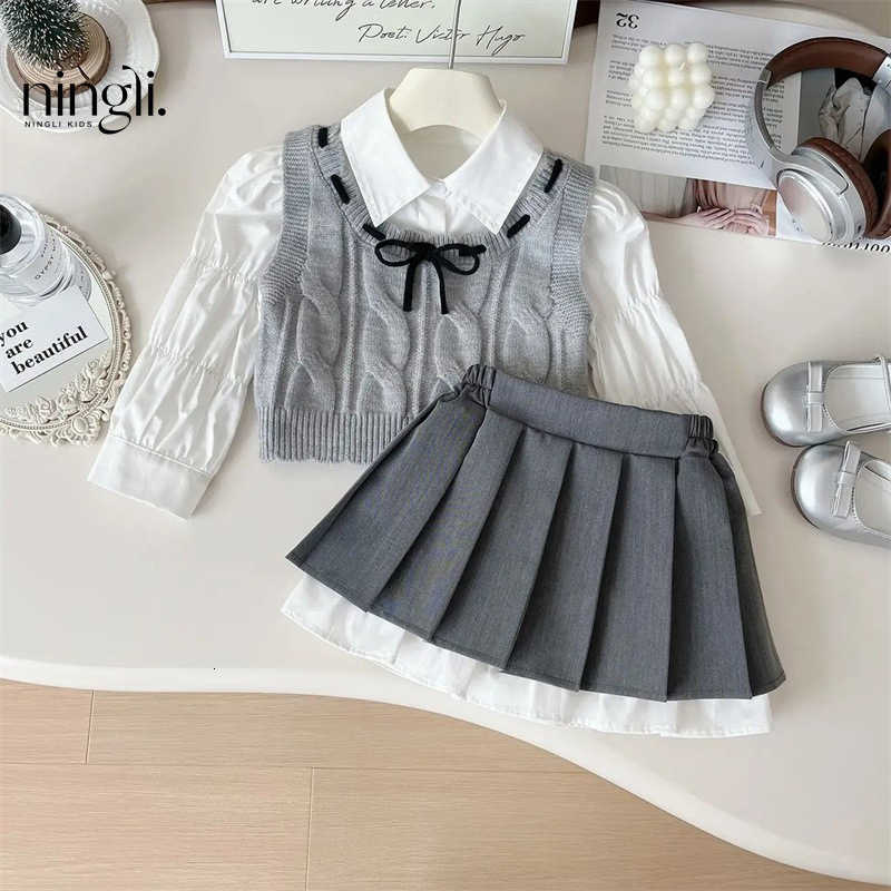 Girl's Dresses Ningli Girls' Autumn Clothing JK Children's Set 2025 New Western Style Girls' College Style Three Piece Set Spring 