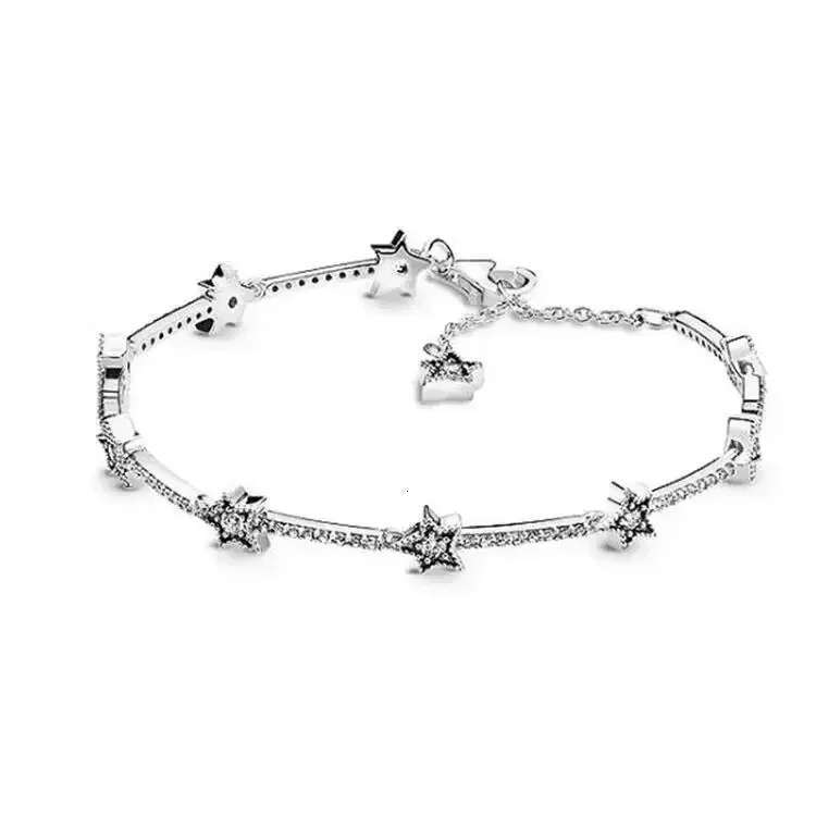 New 925 Sterling Silver Exquisite Shinys All Zircon Stars Heart Bracelet Charm Bracelet Surprise Gifts for women wholesale