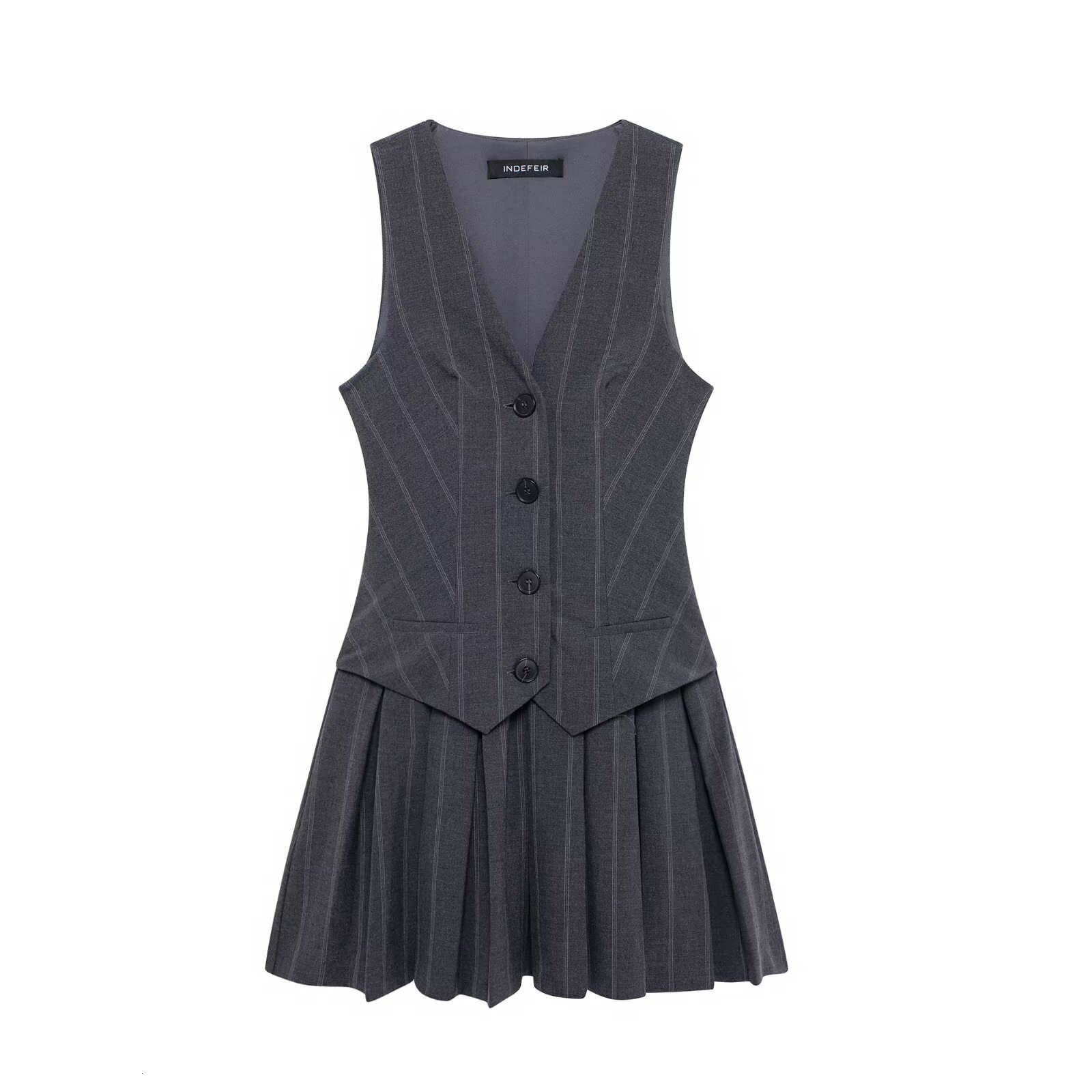 2025 Spring New Product Style Fashion And Leisure Wide Fold Striped Tank Top Dress Women's Short Skirt