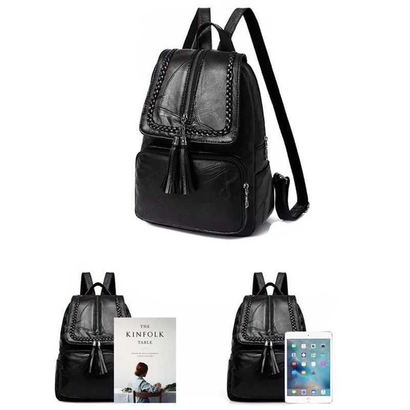 New Arrival Womens PU Leather Backpack School Backpack Classic Black Waterproof Travel Multi functional Shoulder Bag T250315