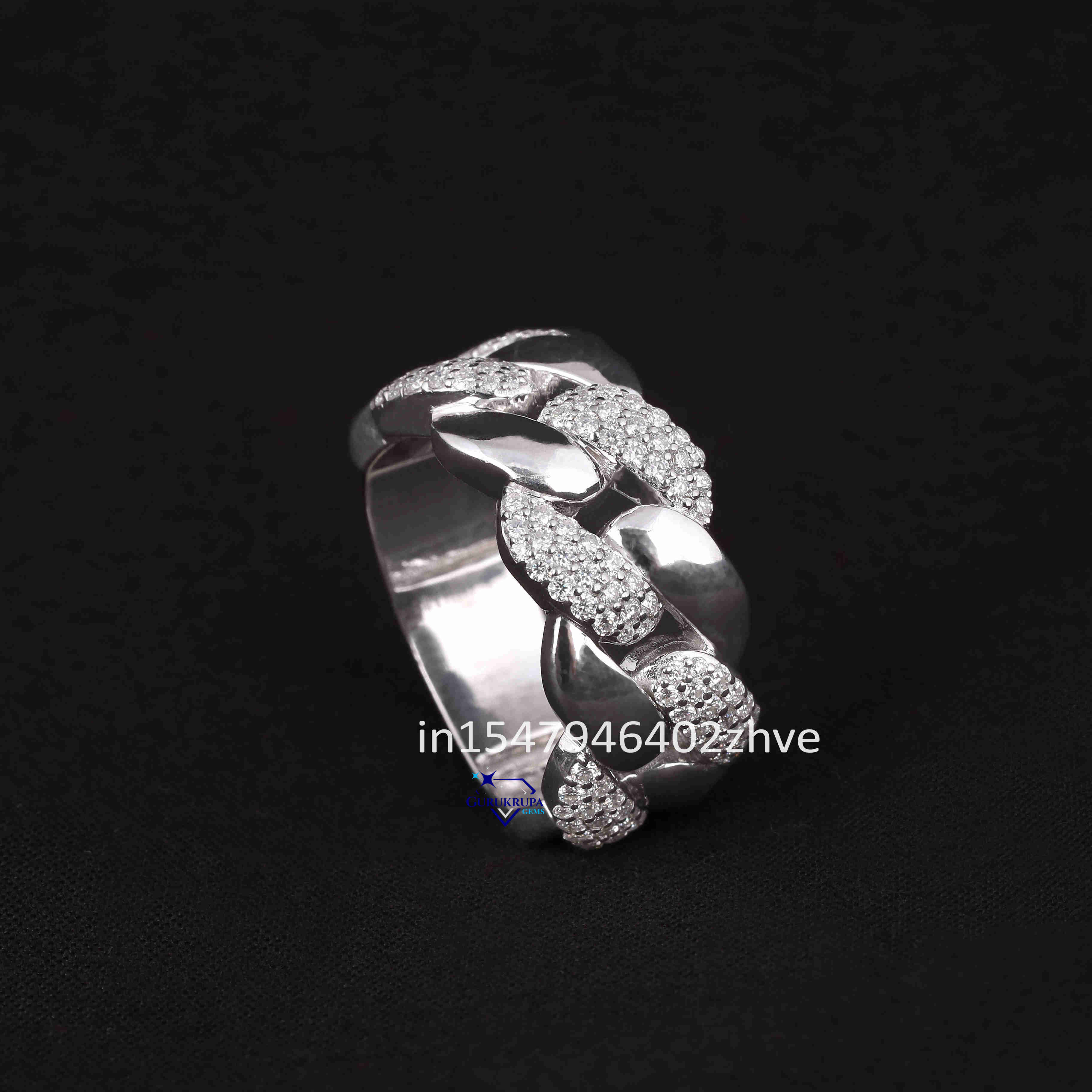 Fine Jewelry Wholesale 925 Sterling Silver Cuban Ring Iced Out High Quality Moissanite Hip Hop Diamond Band Ring for Men Women