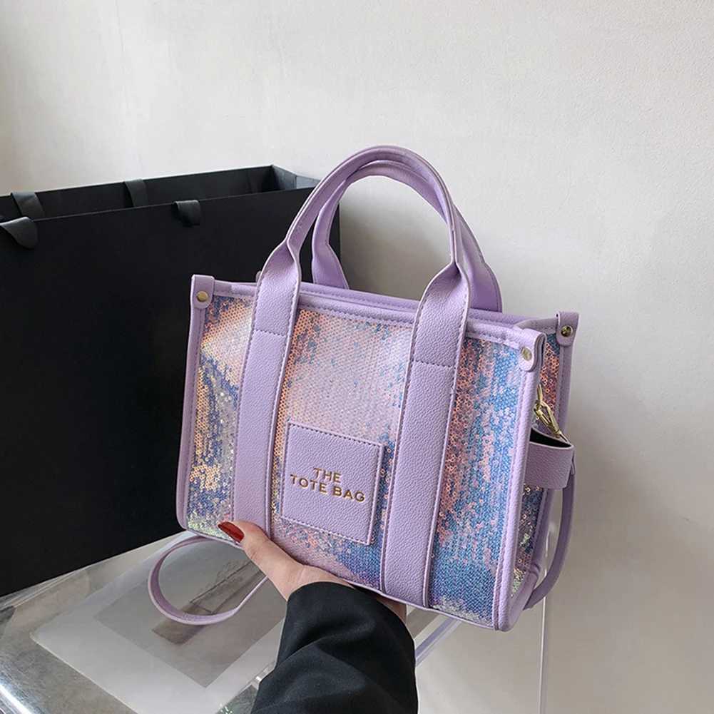 New letter printed glitter top handbag womens leather handbag luxury designer flash shoulder cross body bag Y250315