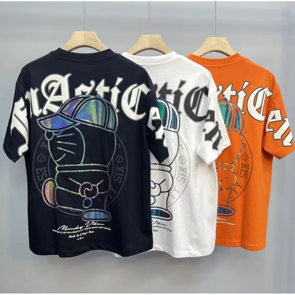 Designer Pure Cotton Men's T-shirt 2025 Summer Urban Style Half Sleeve Casual To Fashion Round Neck T-shirt Street Printed Blue Fat Laser T Versa