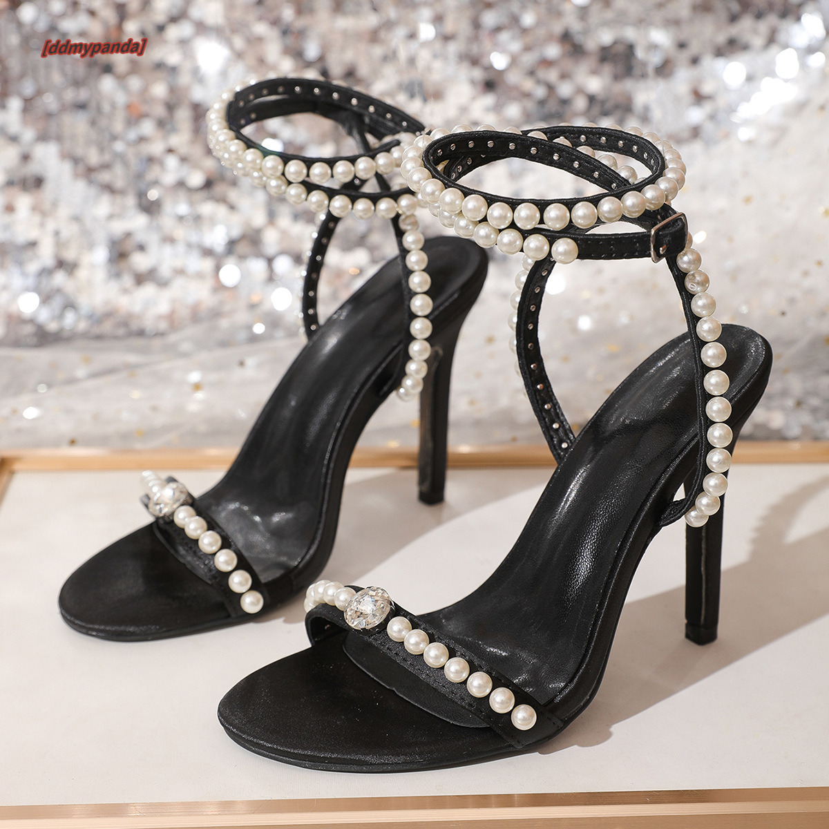 2025 New Pearl One Belt Wedding Banquet Summer Fashion Versatile High Heels Sandals for Women ddmypanda