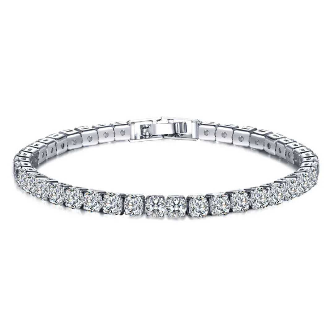 925 sterling silver 4mm tennis bracelet inlaid with zircon crystal electroplating 18k gold luxury fashion womens clothing giftXJ250315