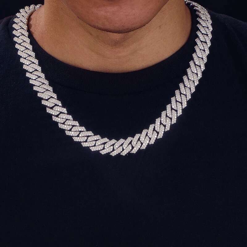 14MM Unisex VVS1 Full Moissanite Cuban Chain Necklace for Man Women Sterg Sier Hip Hop Jewelry Gifts High Quality 2025