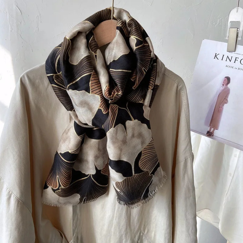 Womens Leopard Lace Adhesive Shawl Womens High Quality Printed Soft Pashmina Stol Muslim Headscarf 180 * 90cm 250314