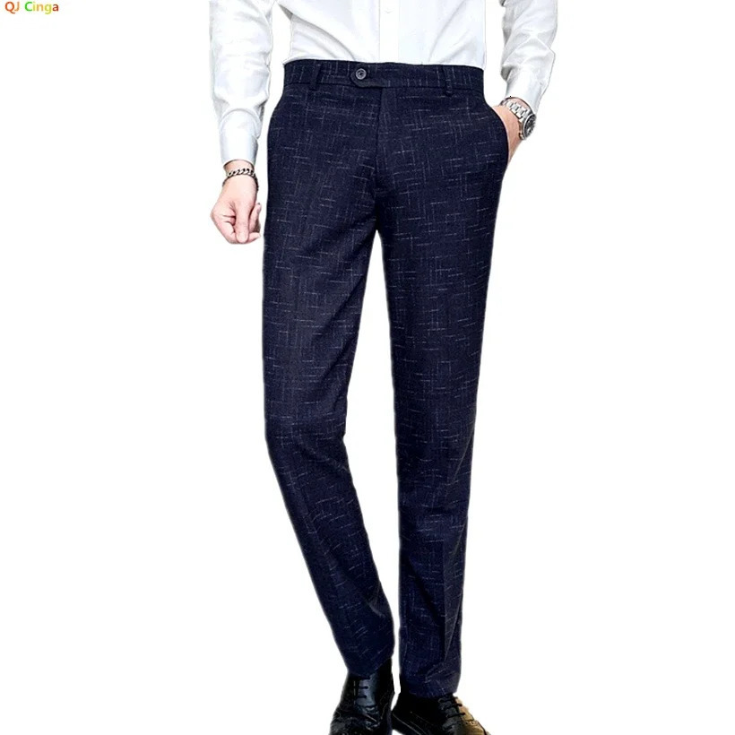 Blue mens striped suit pants fashionable ultrathin Trouser suitable for business office interview casual Asian sizes 2938 250313
