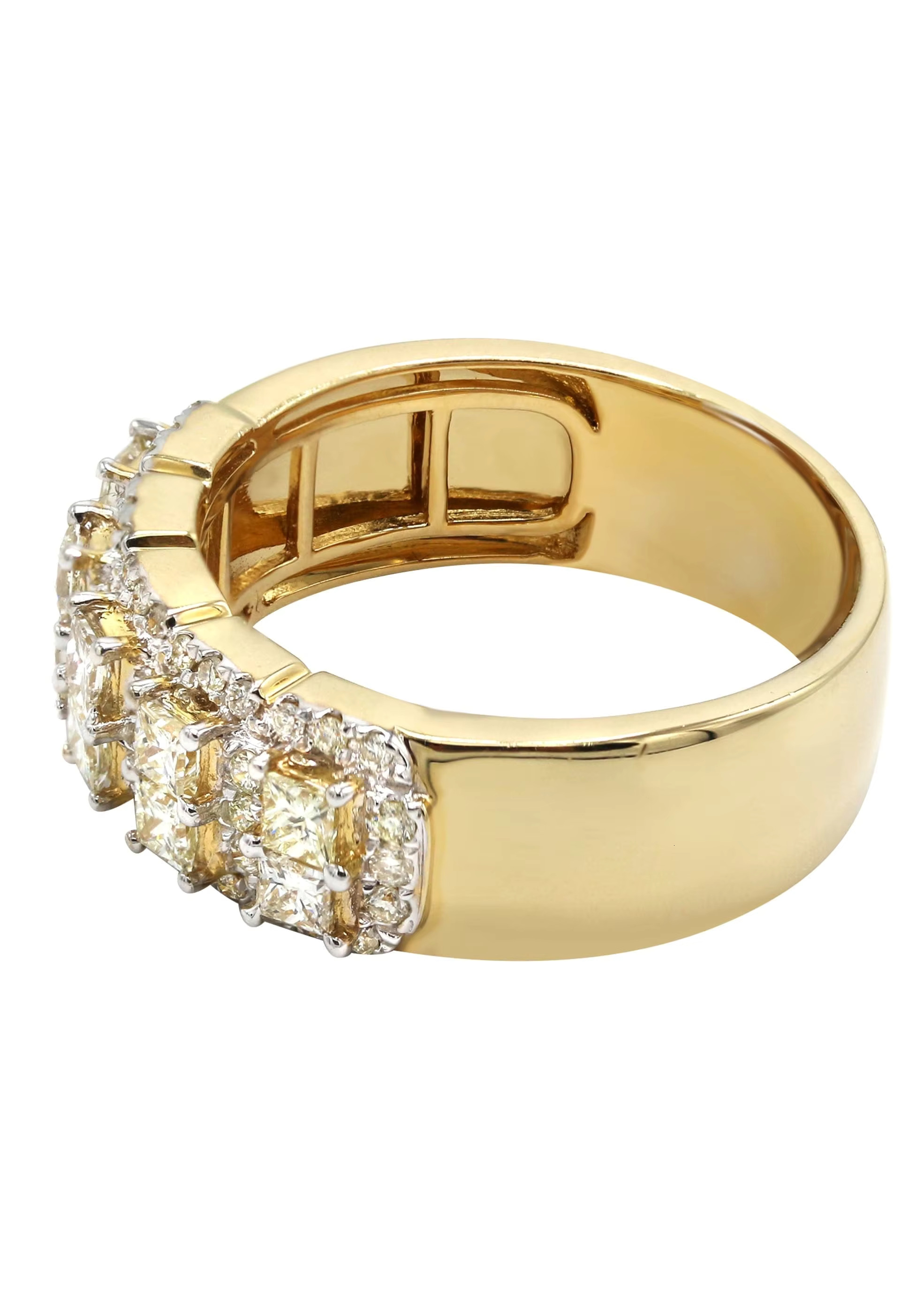Mens Luxury 10K 14K 18K Gold Full Diamond Ring Trendy Hip Hop Iced Out VVS Lab Grown Round and Princess Design Costume Jewelry
