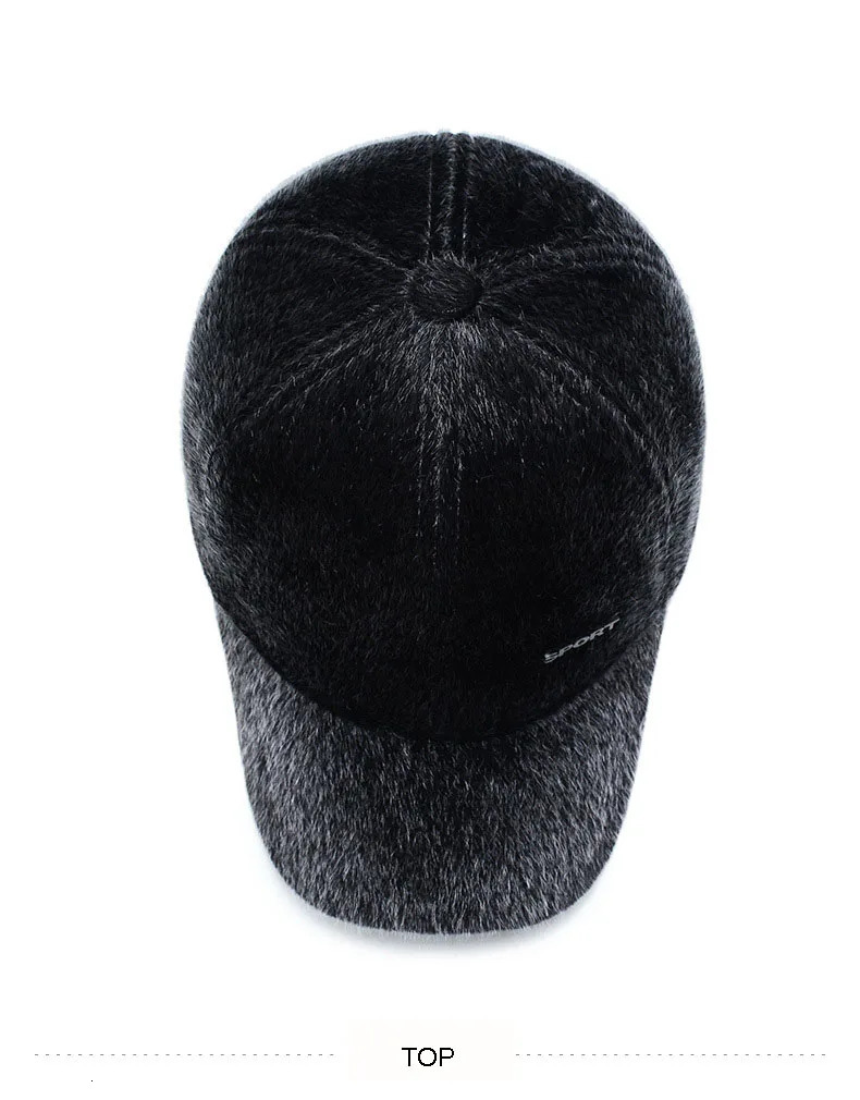 Winter Mens Warm Baseball Hat with Ear Flaps Dads Warm Hat Fathers Gift Keep Warm Hat Mens Bone Button Hat Adjustable 250314