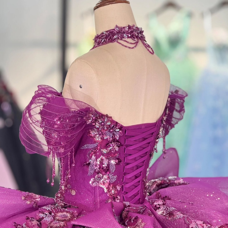 Rose Red Shiny Off Shoulder Quinceanera Dresses Sequin Applique Lace Beading Tull Party Birthday Sweet 16 Dress Vestidos 15 de anos