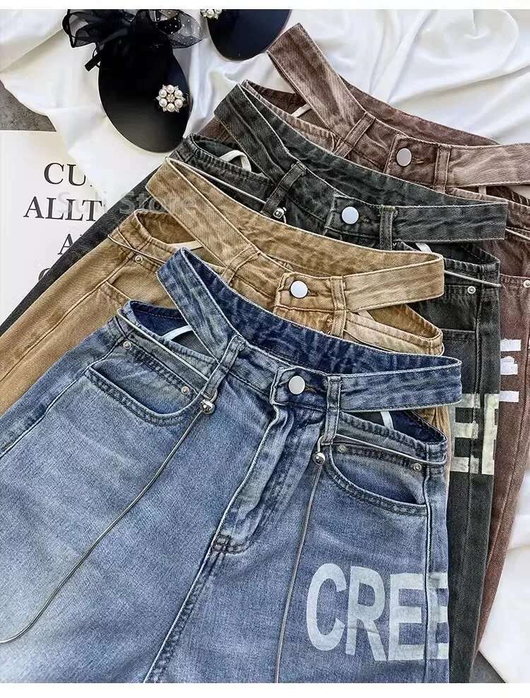 Ripped Women 2023 Female Clothing Vintage Jeans Woman High Waist Y2k Women's Pants Streetwear Denim Baggy Korean Fashion