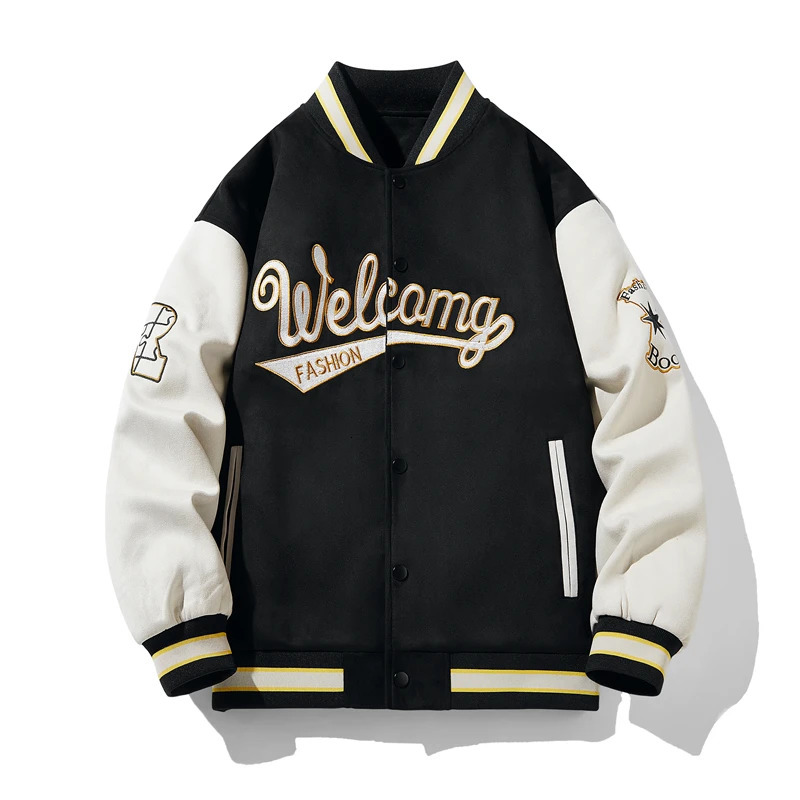 Mens jacket suede baseball hoodie motorcycle bomber pocket plus sign oversized waterproof autumn casual mens loose college 250312