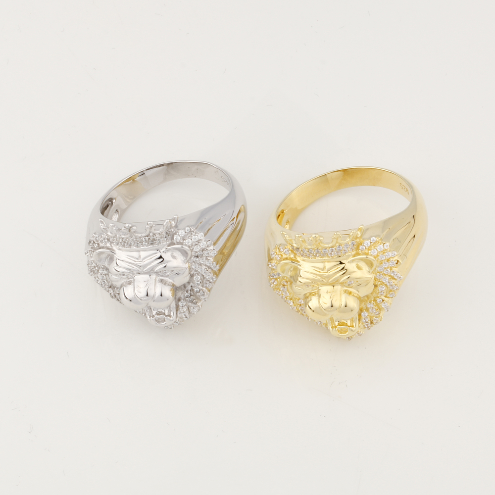New Design lion Crown Diamond 925 Sterling Silver Moissanite Rings Moissanite Hip Hop Ring Moissanite Ring Men Hiphop