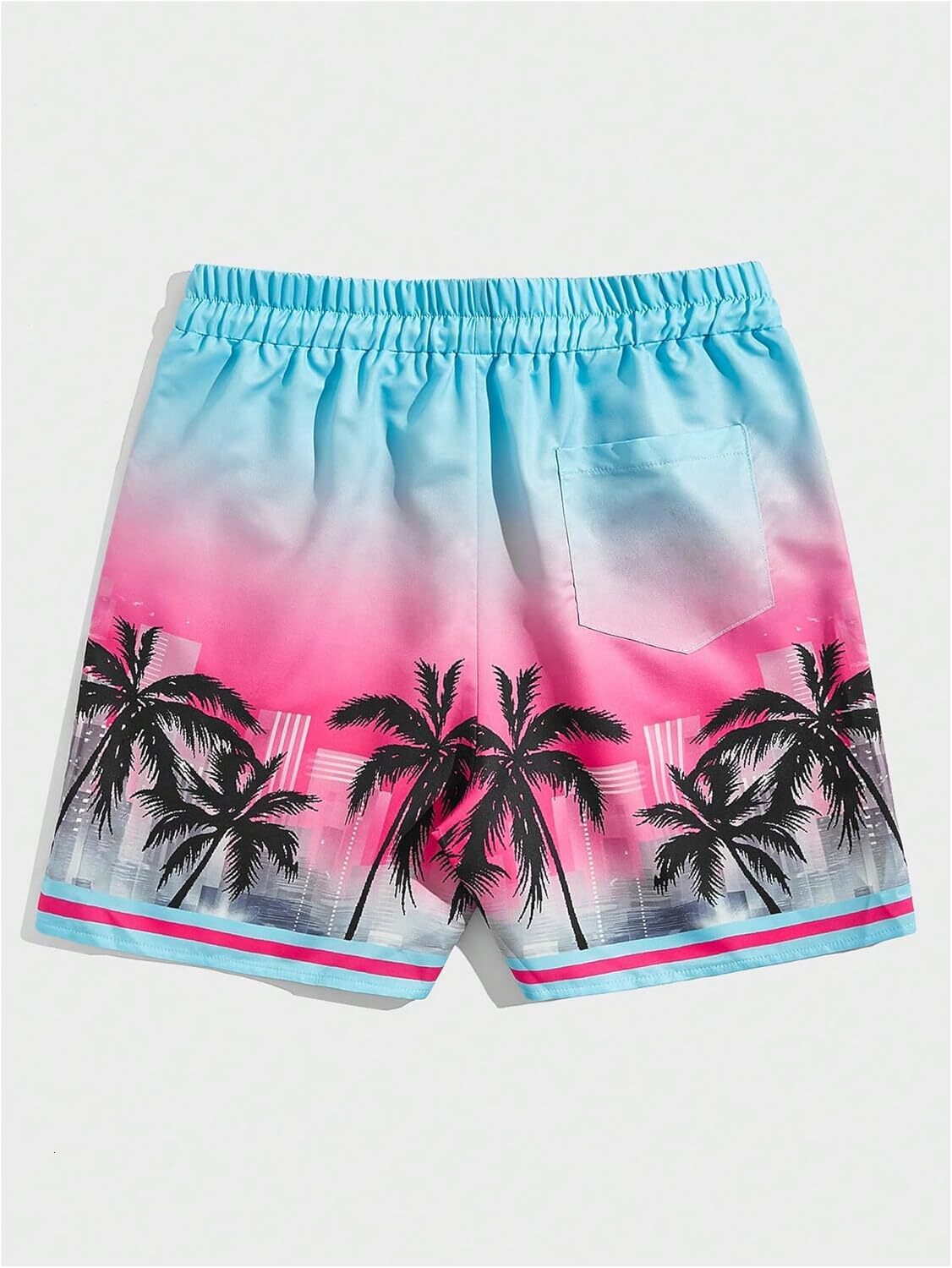 Men's Tropical Print Drawstring Waist Shorts Summer Hawaiian Beach Shorts with Pockets Printed fashionable beach shorts