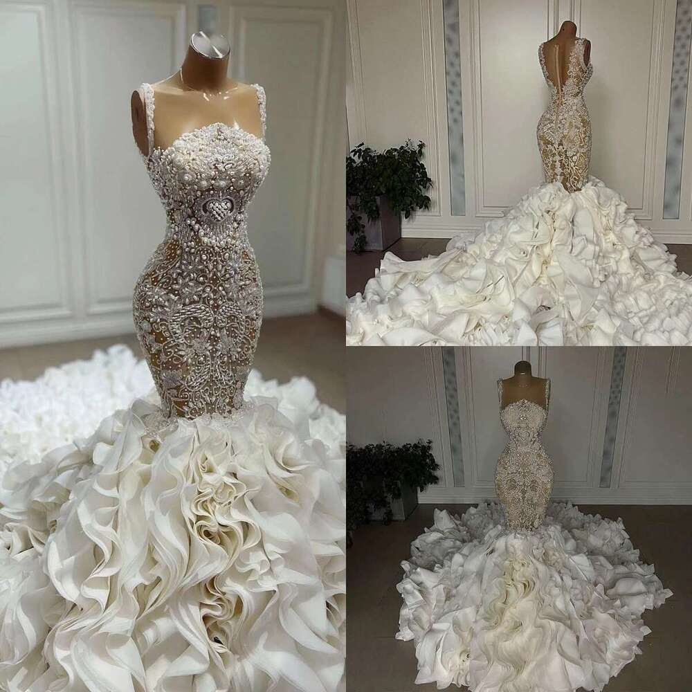 the mermaid dress appliques pearls lace strapless wedding big size novia dresses custom color