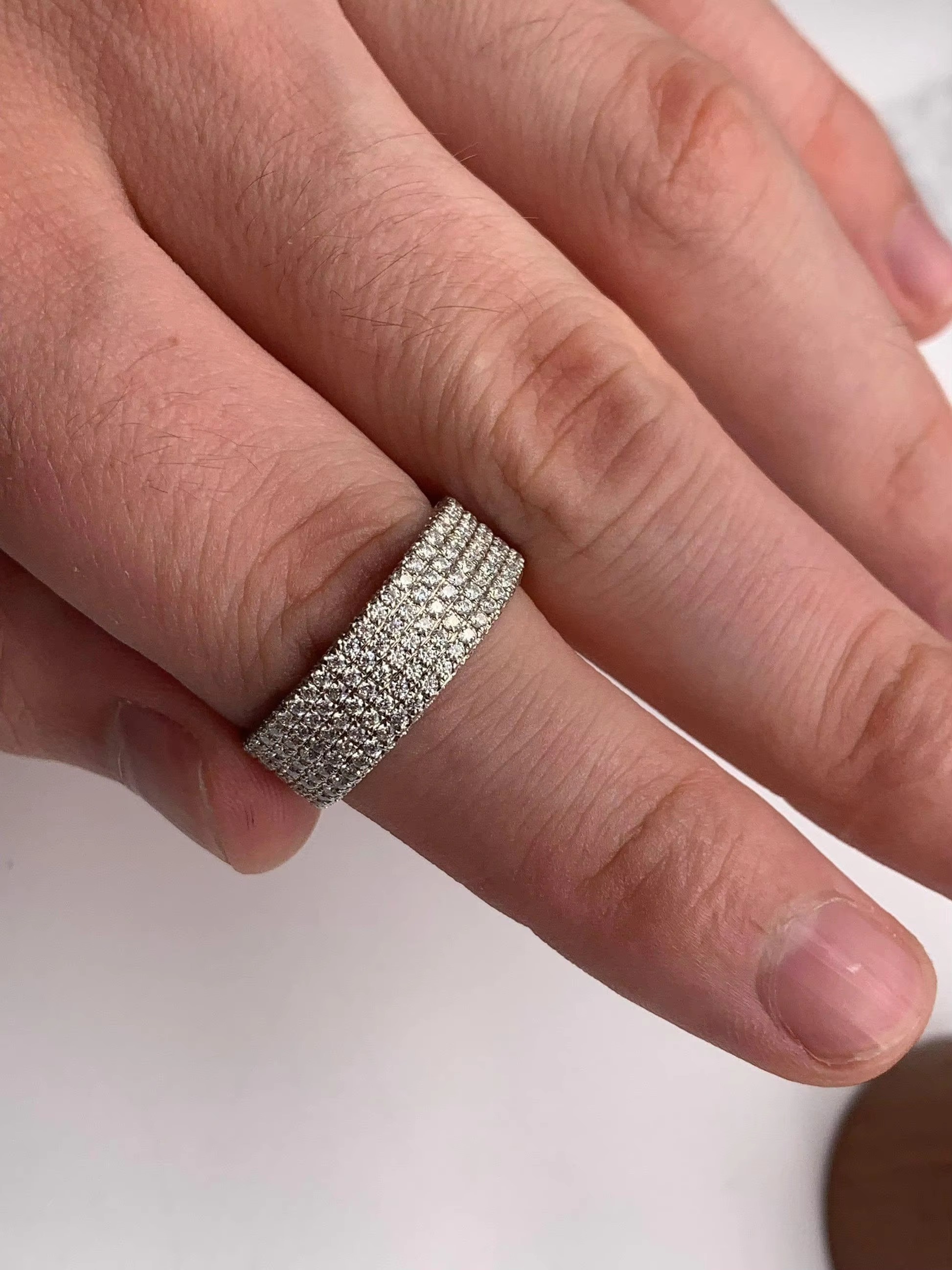 Band Ring Moissanite Diamond Fine Sterling Silver Hip-Hop Style Wedding Gift Unisex Twilight Bella Celebrity
