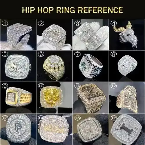 Fashion Jewelry Iced Out Ring Vvs Moissanite Mens Rings Hip Hop Style With 10k 14k 18k Real Gold Fine Ring for Women and Men