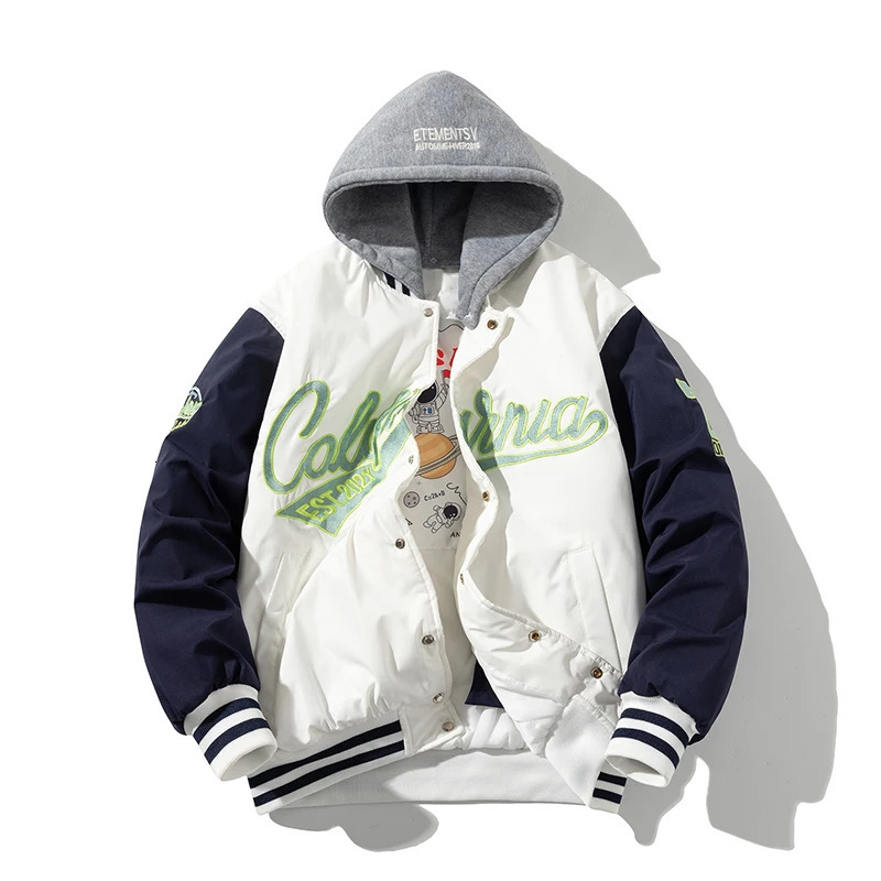 Winter school team jacket mens ed letter hiphop baseball retro fashion streetwear hooded clothing 250313