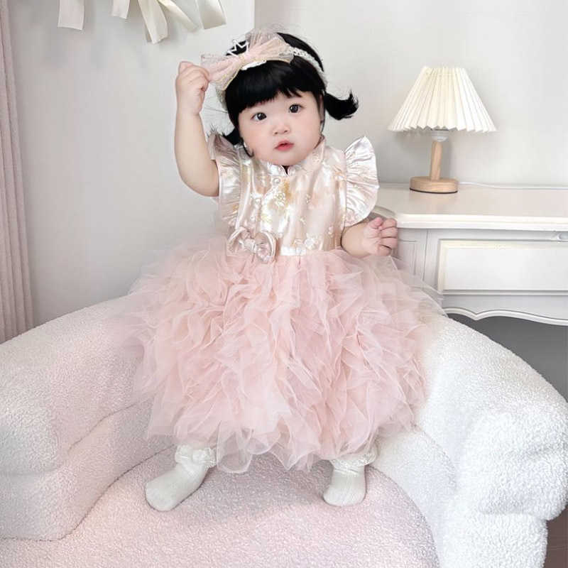 Girl's Dresses Tianjing Children's Clothing 2025 Summer New Girls' Dress Children's Year One Dress Pong Princess Dress