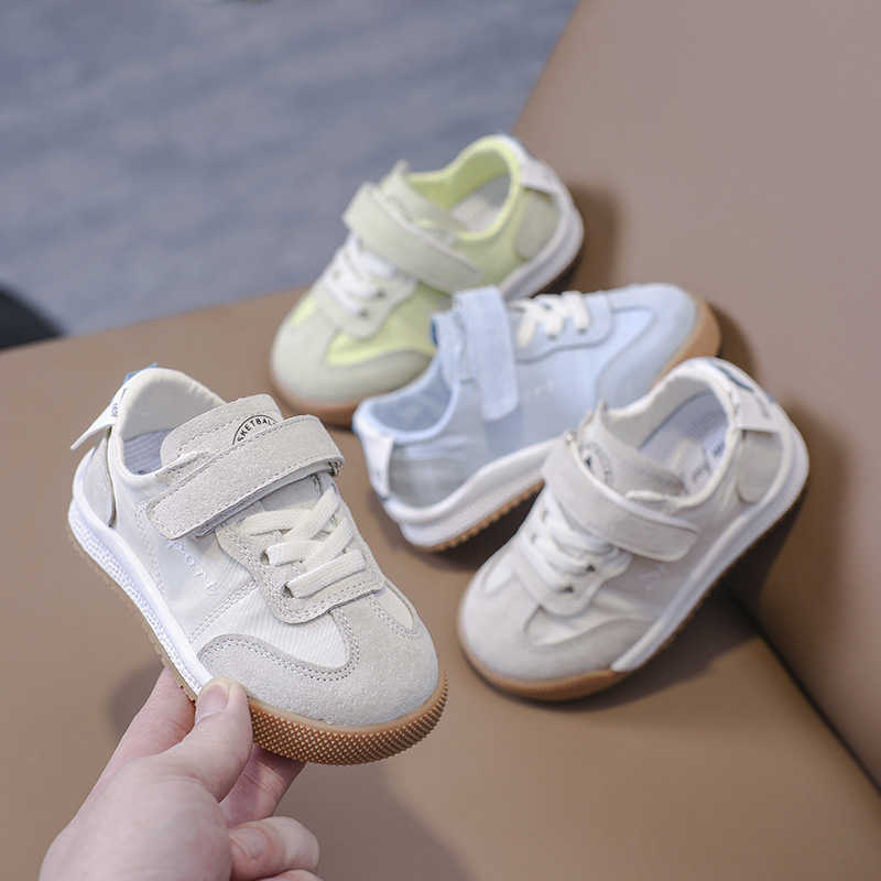 Athletic Outdoor Girls shoes anti slip soft sole Velcro casual shoes boys sports shoes fashionable board shoes breathable leather training shoesY25031