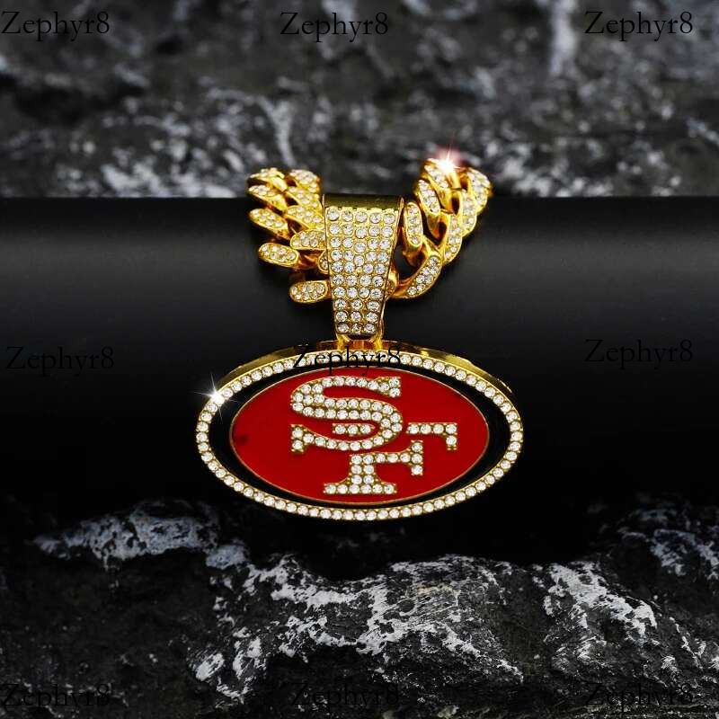 2025 New model Personality Ellipse SF Hip Hop Pendant Football Necklace Punk Cuban Chain Bg Man Woman Iced Out Cool Jewelry Gifts