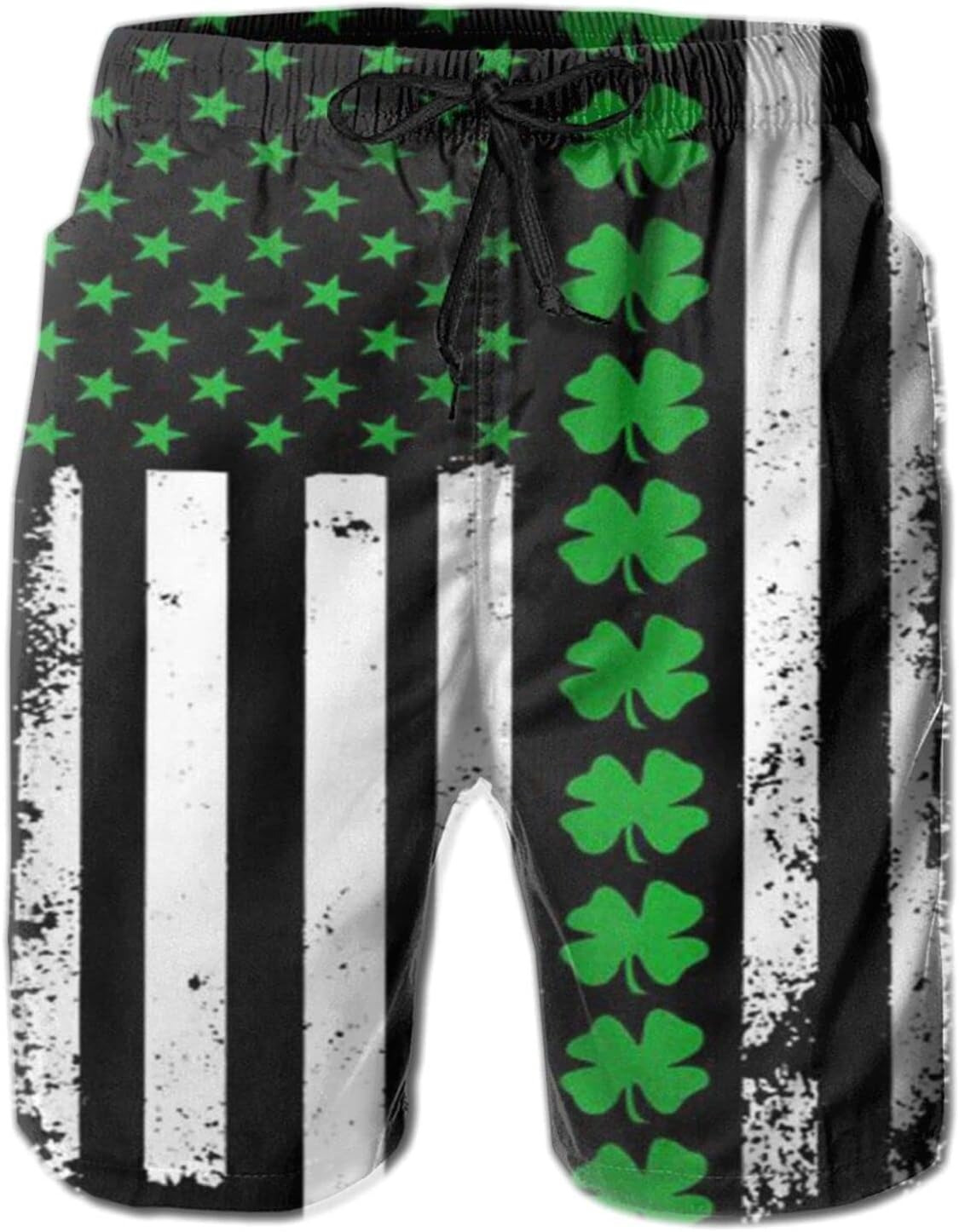 Ireland American Flag Shamrock Swim Trunks Quick Dry Board Shorts