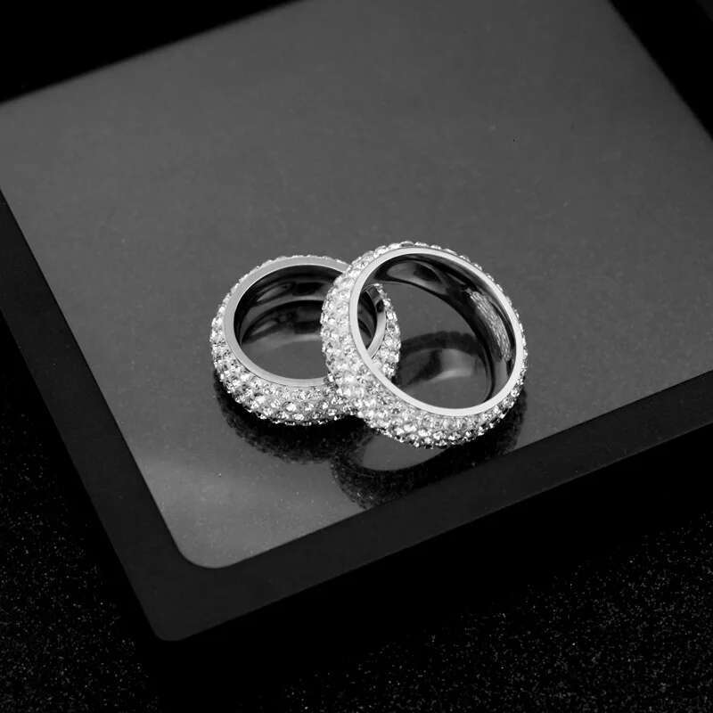 Iced Out Ring Homme Titanium Steel Chunky Rings For Men Women Couple Fashion Jewelry Accessories Wholesale Korea Style