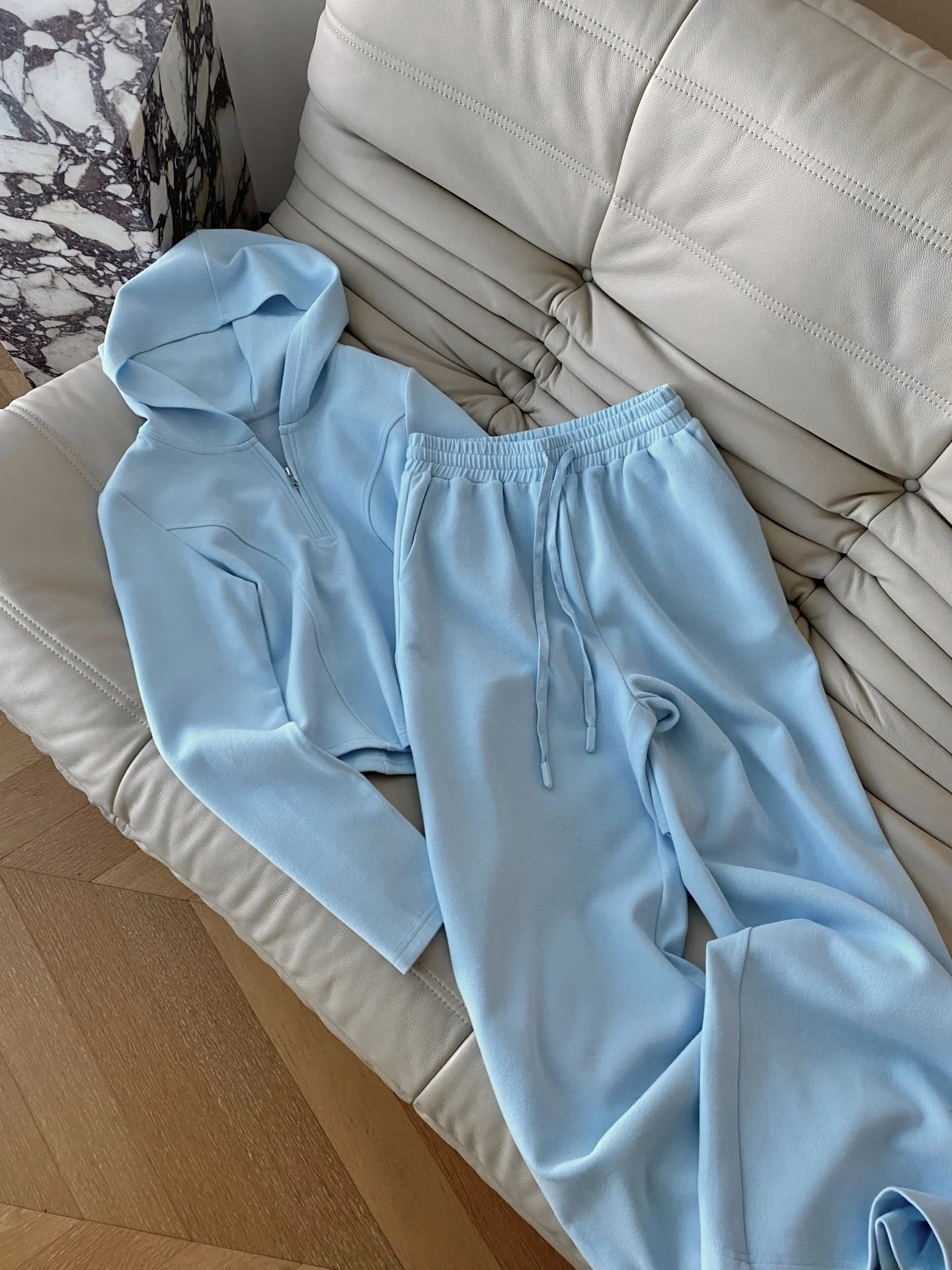 25 SpringSummer Hooded Casual Set Trouser Suits Top Womens Suit Woman Clothes 2 Pieces Pants Elegant Sets Su 250313