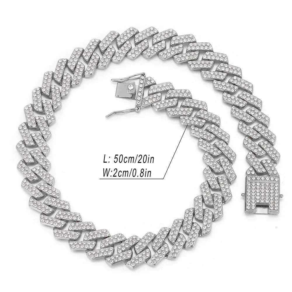 Trendy 2 TOne Miami Cuban k Punk Hip Hop Choker Necklace 20mm Paved Rhie Heavy Chunky Collar for Daily Wear"